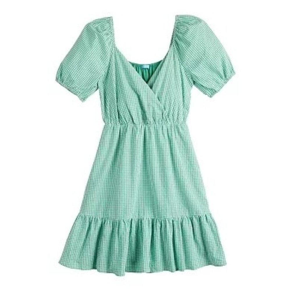 Women's DRAPER JAMES RSVP Puff-Sleeve Surplice Dress mint green and white XL